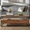 Felicia Rustic Industrial Metal/Wood Cocktail Table Brown - Inspire Q