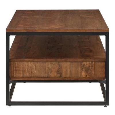 Felicia Rustic Industrial Metal/Wood Cocktail Table Brown - Inspire Q 5 Felicia Rustic Industrial Metal/Wood Cocktail Table Brown - Inspire Q - Image 3