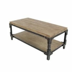 Olivia & May Industrial Coffee Table with Bottom Shelf Brown - Olivia & May -Coffee Tables Elegant store unnamed file 2867