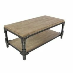 Olivia & May Industrial Coffee Table with Bottom Shelf Brown - Olivia & May -Coffee Tables Elegant store unnamed file 2868