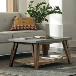 36" Brookside Coffee Table Concrete Coated Top and Wood Light Gray/Brown - Alaterre Furniture 12 36" Brookside Coffee Table Concrete Coated Top and Wood Light Gray/Brown - Alaterre Furniture -Coffee Tables Elegant store unnamed file 2885