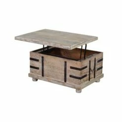 Wooden Lift Top Storage Coffee Table with Metal Inlays Brown/Black - The Urban Port -Coffee Tables Elegant store unnamed file 2898