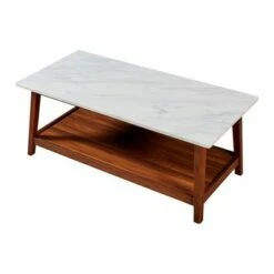 Kingston Coffee Table Faux Marble Walnut - Teamson Home -Coffee Tables Elegant store unnamed file 2920