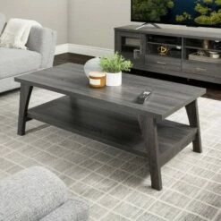 Hollywood Coffee Table with Shelf Dark Gray - CorLiving -Coffee Tables Elegant store unnamed file 2941