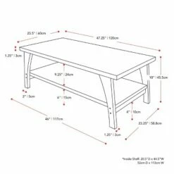 Hollywood Coffee Table with Shelf Dark Gray - CorLiving -Coffee Tables Elegant store unnamed file 2942