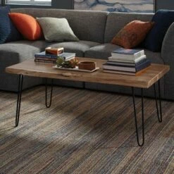 Alaterre Furniture Hairpin Natural Brown Live Edge Wood with Metal Coffee Table -Coffee Tables Elegant store unnamed file 295