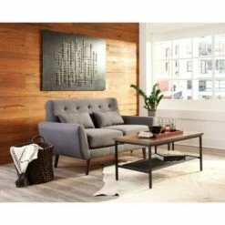 Industrial Modern Wood Top/Metal Frame Coffee Table with Metal Shelf Black/Walnut - OFM -Coffee Tables Elegant store unnamed file 2954