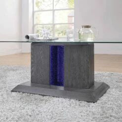 Danziger Pedestal Base Coffee Table with LED Light Gray - miBasics -Coffee Tables Elegant store unnamed file 2959