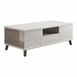 Frelmer 1 Drawer Coffee Table White Oak/Distressed Gray - miBasics