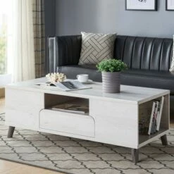 Frelmer 1 Drawer Coffee Table White Oak/Distressed Gray - miBasics -Coffee Tables Elegant store unnamed file 2964