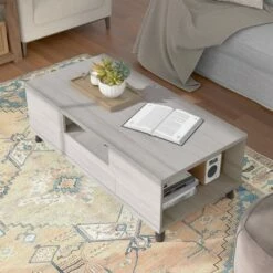 Frelmer 1 Drawer Coffee Table White Oak/Distressed Gray - miBasics -Coffee Tables Elegant store unnamed file 2968