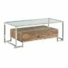 Hampton Rectangle Storage Coffee Table Light Walnut/Chrome - Picket House Furnishings -Coffee Tables Elegant store unnamed file 2987