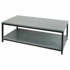 Coffee Table - Solid Red Oak Top & Shelf - Gray Wash - Flora Home