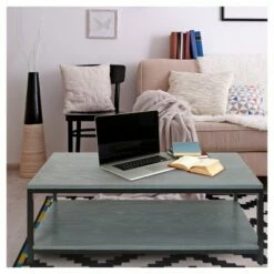 Coffee Table - Solid Red Oak Top & Shelf - Gray Wash - Flora Home -Coffee Tables Elegant store unnamed file 3000