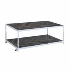 Lennon Rectangle Chrome Coffee Table Gray/Chrome - Picket House Furnishings