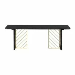 Monaco Coffee Table Black Wood/Antiqued Brass - Armen Living