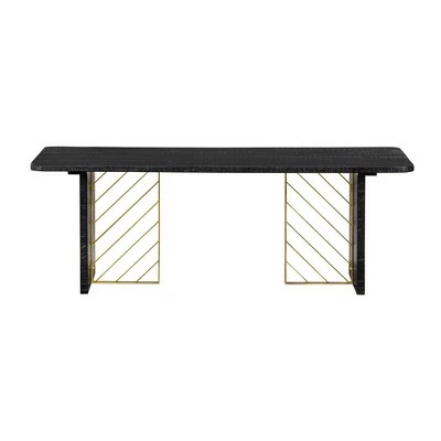 Monaco Coffee Table Black Wood/Antiqued Brass - Armen Living 3 Monaco Coffee Table Black Wood/Antiqued Brass - Armen Living