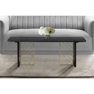 Monaco Coffee Table Black Wood/Antiqued Brass - Armen Living 8 Monaco Coffee Table Black Wood/Antiqued Brass - Armen Living - Image 6