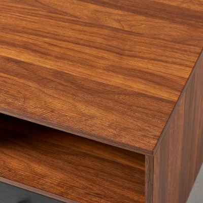 Henry Coffee Table with Faux Leather Handle Walnut/Black - Teamson Home 9 Henry Coffee Table with Faux Leather Handle Walnut/Black - Teamson Home - Image 7