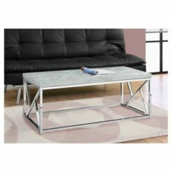 Coffee Table - Chrome Metal, Gray Cement - EveryRoom