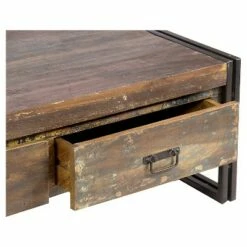 Old Reclaimed Wood Coffee Table with Double Drawers - (16H x 41W x 24D) - Natural - Timbergirl