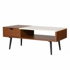 Tapered Leg Mid-Century Modern Storage Coffee Table - Saracina Home Glass/pecan -Coffee Tables Elegant store unnamed file 311