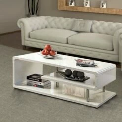 Contemporary Style Coffee Table White - Benzara -Coffee Tables Elegant store unnamed file 3110