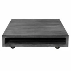 Square Mango Wood Coffee Table with Casters and Open Storage Compartment Gray - The Urban Port -Coffee Tables Elegant store unnamed file 3112