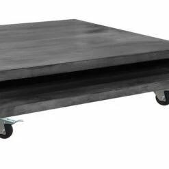 Square Mango Wood Coffee Table with Casters and Open Storage Compartment Gray - The Urban Port -Coffee Tables Elegant store unnamed file 3113