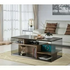 Miria Glass Sides Coffee Table Wenge - miBasics