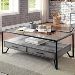 Citadel 2 Drawer Coffee Table Gray/Black - miBasics