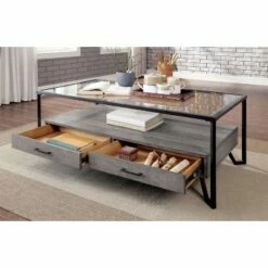 Citadel 2 Drawer Coffee Table Gray/Black - miBasics -Coffee Tables Elegant store unnamed file 3136