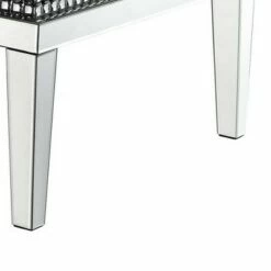 Mirror Inlay Coffee Table with Faux Crystal Accents Silver - Benzara -Coffee Tables Elegant store unnamed file 3140