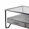48" Metal Coffee Table with Glass Top and 2 Drawers Gray - Benzara -Coffee Tables Elegant store unnamed file 3183