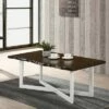 Bedlin Coffee Table with X Cross Base Oak/White - miBasics