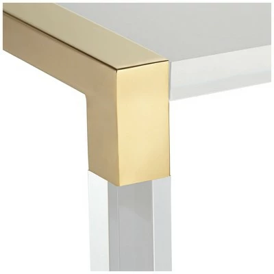 55 Downing Street Modern Cast Acrylic Accent Side End Table 23 1/2" x 24" Clear Gold Spaces Living Room Bedroom Bedside Entryway 4 55 Downing Street Modern Cast Acrylic Accent Side End Table 23 1/2" x 24" Clear Gold Spaces Living Room Bedroom Bedside Entryway - Image 2