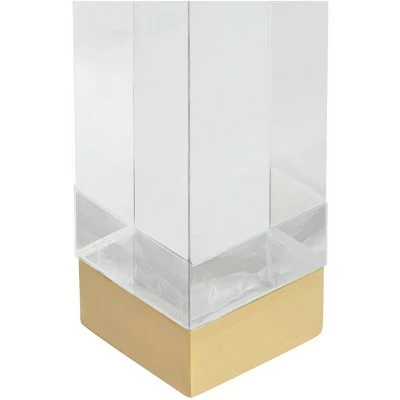 55 Downing Street Modern Cast Acrylic Accent Side End Table 23 1/2" x 24" Clear Gold Spaces Living Room Bedroom Bedside Entryway 5 55 Downing Street Modern Cast Acrylic Accent Side End Table 23 1/2" x 24" Clear Gold Spaces Living Room Bedroom Bedside Entryway - Image 3