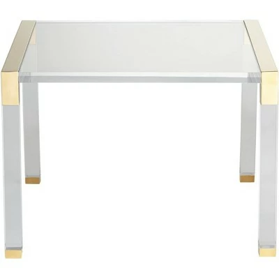 55 Downing Street Modern Cast Acrylic Accent Side End Table 23 1/2" x 24" Clear Gold Spaces Living Room Bedroom Bedside Entryway 6 55 Downing Street Modern Cast Acrylic Accent Side End Table 23 1/2" x 24" Clear Gold Spaces Living Room Bedroom Bedside Entryway - Image 4