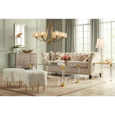 55 Downing Street Modern Cast Acrylic Accent Side End Table 23 1/2" x 24" Clear Gold Spaces Living Room Bedroom Bedside Entryway 7 55 Downing Street Modern Cast Acrylic Accent Side End Table 23 1/2" x 24" Clear Gold Spaces Living Room Bedroom Bedside Entryway - Image 5