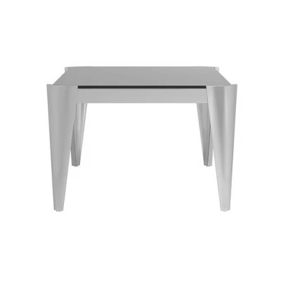 Coffee Table with Glass Tabletop and Metal Legs Silver - Benzara 4 Coffee Table with Glass Tabletop and Metal Legs Silver - Benzara - Image 2