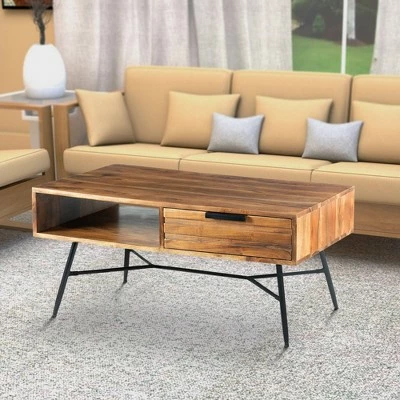 Wood and Metal Coffee Table with Spacious Storage Brown/Black - The Urban Port 8 Wood and Metal Coffee Table with Spacious Storage Brown/Black - The Urban Port - Image 6