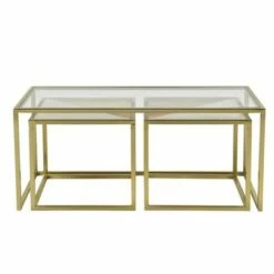 3pc Nesting Coffee Table Gold - Sagebrook Home