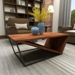 Olivia & May Modern Triangular Coffee Table Brown - Olivia & May -Coffee Tables Elegant store unnamed file 3322