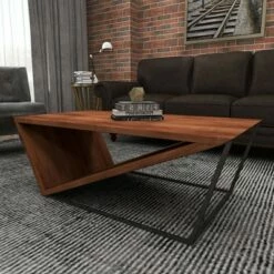Olivia & May Modern Triangular Coffee Table Brown - Olivia & May -Coffee Tables Elegant store unnamed file 3323