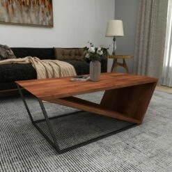 Olivia & May Modern Triangular Coffee Table Brown - Olivia & May -Coffee Tables Elegant store unnamed file 3324