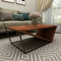 Olivia & May Modern Triangular Coffee Table Brown - Olivia & May -Coffee Tables Elegant store unnamed file 3325