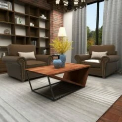 Olivia & May Modern Triangular Coffee Table Brown - Olivia & May -Coffee Tables Elegant store unnamed file 3327