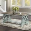 Crimber Trestle Coffee Table Oak/Antique Blue - miBasics