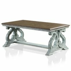 Crimber Trestle Coffee Table Oak/Antique Blue - miBasics -Coffee Tables Elegant store unnamed file 3361