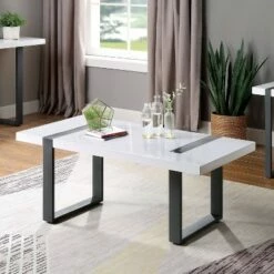 Druse Coffee Table with U-Shaped Legs White/Black - miBasics